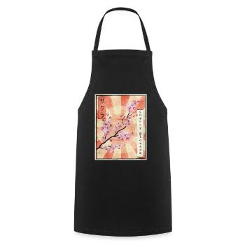 Sakura Cherry Blossom Japanese Aesthetic Gift - Cooking Apron - black - Front - AI Model Male 185 dark (185cm)