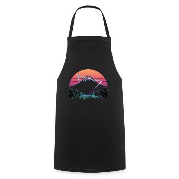 Mount Fuji Fujiyama Fuji San Vaporwave Aesthetics - Cooking Apron - black - Front - AI Model Male 185 dark (185cm)