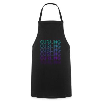 Curling Stone Player Retro - Cooking Apron - black - Front - AI Model Male 185 dark (185cm)