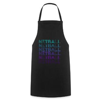 Netball Retro - Kochschürze - Schwarz - Vorne - AI Model Male 185 dark (185cm)