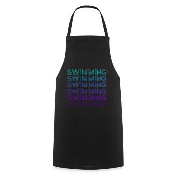 Nageurs Natation Rétro - Tablier de cuisine - noir - Devant - AI Model Male 185 dark (185cm)