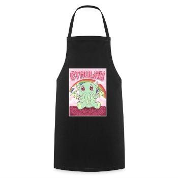 Kawaii Cthulhu Necronomicon Cthulhu Monster - Cooking Apron - black - Front - AI Model Male 185 dark (185cm)