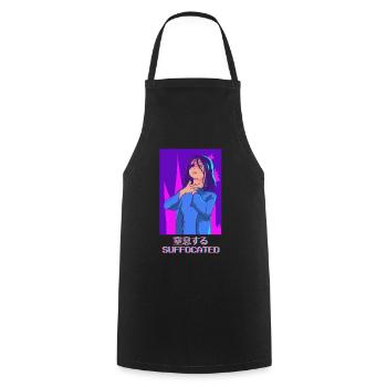 Emo Anime Girl Vaporwave Aesthetically Suffocated Ges - Cooking Apron - black - Front - AI Model Male 185 dark (185cm)