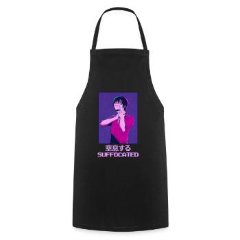 Emo Anime Boy Vaporwave Aesthetically Suffocated Ge - Cooking Apron - black - Front - AI Model Male 185 dark (185cm)