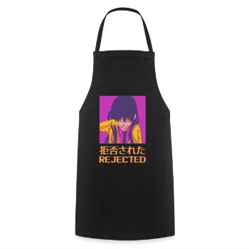 Sad Anime Girl Vaporwave Aesthetic Slimmed Down - Cooking Apron - black - Front - AI Model Male 185 dark (185cm)