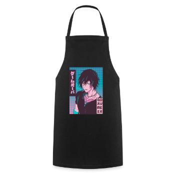 Game Over Anime Boy Jajpanese Vaporwave Aesthetic - Cooking Apron - black - Front - AI Model Male 185 dark (185cm)