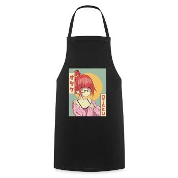 Otaku Anime Girl Japanese Vaporwave Aesthetic - Cooking Apron - black - Front - AI Model Male 185 dark (185cm)