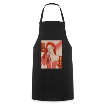 Waifu Anime Girl Japanese Vaporwave Aesthetic - Cooking Apron - black - Front - AI Model Male 185 dark (185cm)