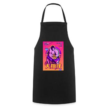 Sumo Wrestler Wrestling Vaporwave Aesthetic Gesche - Cooking Apron - black - Front - AI Model Male 185 dark (185cm)