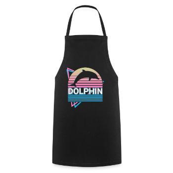Cadeau rétro dauphin - Tablier de cuisine - noir - Devant - AI Model Male 185 dark (185cm)