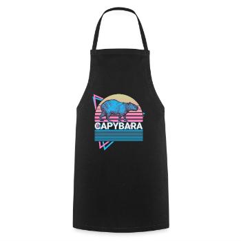 Capybara Retro Cadeau - Tablier de cuisine - noir - Devant - AI Model Male 185 dark (185cm)