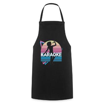 Karaoké Singer Retro Cadeau - Tablier de cuisine - noir - Devant - AI Model Male 185 dark (185cm)
