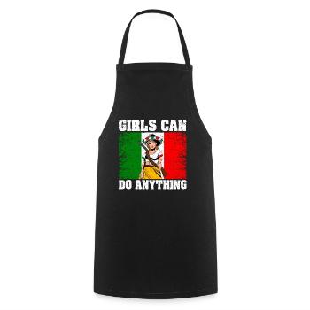 La Adelita Soldat mexicain Mexique Drapeau Gesc - Tablier de cuisine - noir - Devant - AI Model Male 185 dark (185cm)