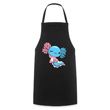 Transgender Pride Transgender Flag Kawaii Axolot - Cooking Apron - black - Front - AI Model Male 185 dark (185cm)