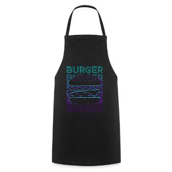 Burger Hamburger Cheeseburger Retro Gift - Cooking Apron - black - Front - AI Model Male 185 dark (185cm)
