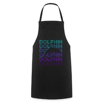 Cadeau rétro dauphin - Tablier de cuisine - noir - Devant - AI Model Male 185 dark (185cm)