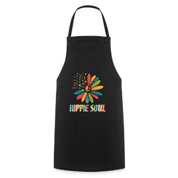 Peace Love Happy Soul Flowers - Cooking Apron - black - Front - AI Model Male 185 dark (185cm)