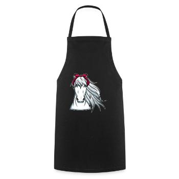 Cheval blanc avec chevaux bandana - Tablier de cuisine - noir - Devant - AI Model Male 185 dark (185cm)
