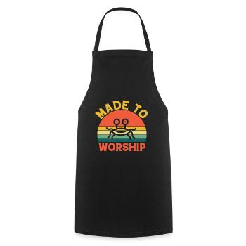 Flying Spaghetti Monster Pastafarianism FSM - Cooking Apron - black - Front - AI Model Male 185 dark (185cm)
