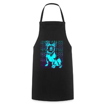 Français Bulldog Rétro - Tablier de cuisine - noir - Devant - AI Model Male 185 dark (185cm)