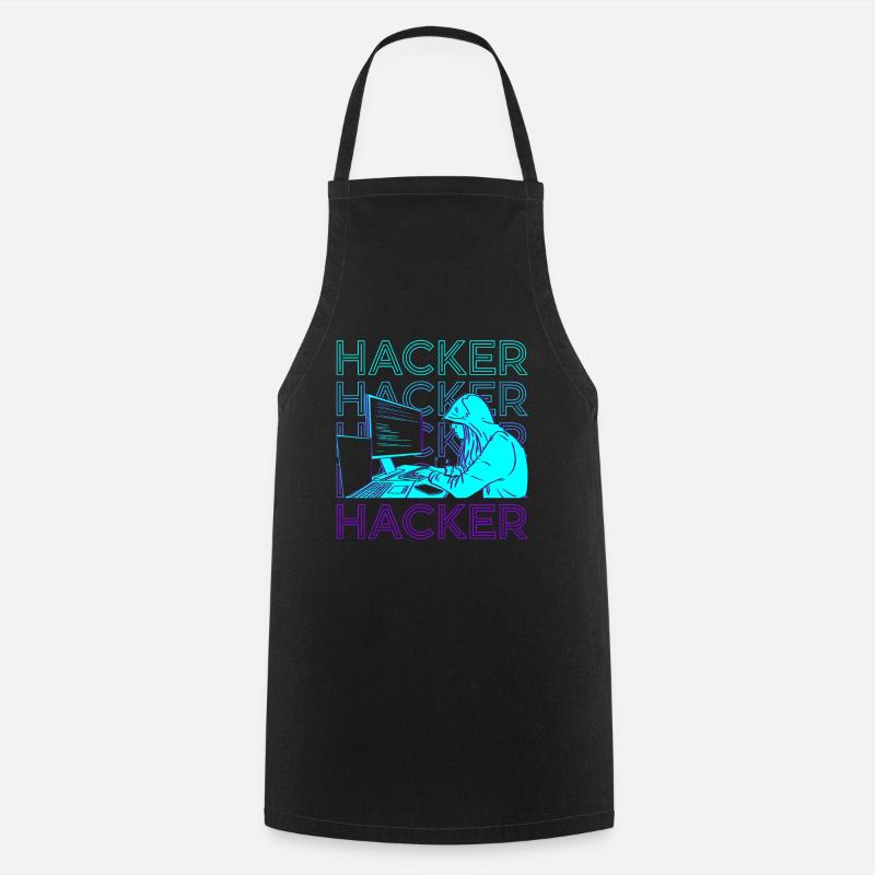 Hacker Hacking Hack Coding Programmierung Retro - Kochschürze - Schwarz