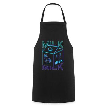 Japanese Strawberry Milk Carton Retro - Cooking Apron - black - Front - AI Model Male 185 dark (185cm)