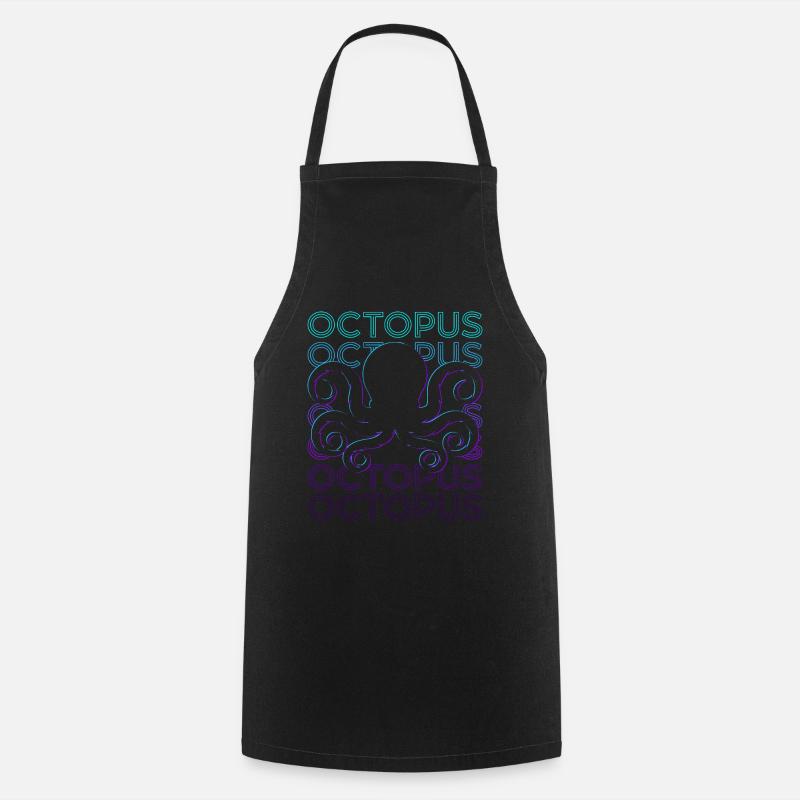 Oktopus Retro - Kochschürze - Schwarz