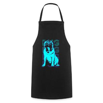 Mops Retro - Kochschürze - Schwarz - Vorne - AI Model Male 185 dark (185cm)