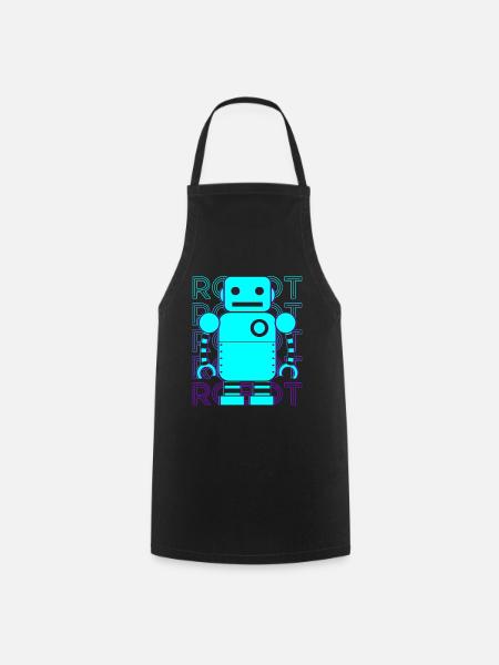 Roboter Retro - Kochschürze - Schwarz