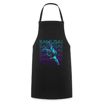 Japanese Samurai Bushido Warrior Ronin Retro - Cooking Apron - black - Front - AI Model Male 185 dark (185cm)