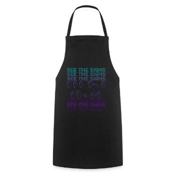 Sign Language ASL See The Signs Retro - Cooking Apron - black - Front - AI Model Male 185 dark (185cm)