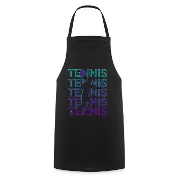 Joueur de tennis Rétro - Tablier de cuisine - noir - Devant - AI Model Male 185 dark (185cm)