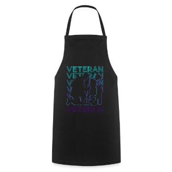 Veteran Retro - Cooking Apron - black - Front - AI Model Male 185 dark (185cm)