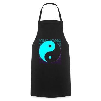 Ying Yang Yin Yang Yinyang Yingyang Rétro - Tablier de cuisine - noir - Devant - AI Model Male 185 dark (185cm)