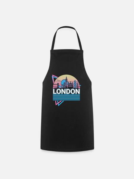 London City Skyline Cityscape Retro - Cooking Apron - black