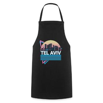Tel Aviv City Skyline Cityscape Rétro - Tablier de cuisine - noir - Devant - AI Model Male 185 dark (185cm)