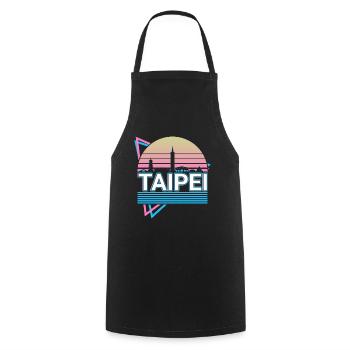 Taipei City Skyline Cityscape Rétro - Tablier de cuisine - noir - Devant - AI Model Male 185 dark (185cm)