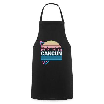 Cancun Stadt Skyline Stadtbild Retro - Kochschürze - Schwarz - Vorne - AI Model Male 185 dark (185cm)