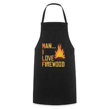 Man I Love Firewood - Lagerfeuer - Kochschürze - Schwarz - Vorne - AI Model Male 185 dark (185cm)