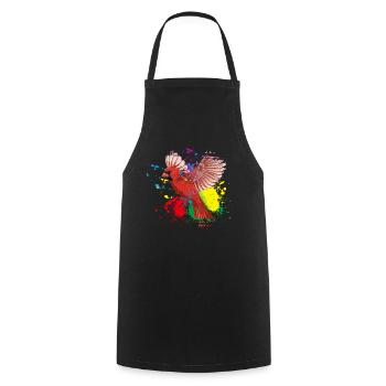 Fying Splash Northern Cardinal Bird - Cooking Apron - black - Front - AI Model Male 185 dark (185cm)