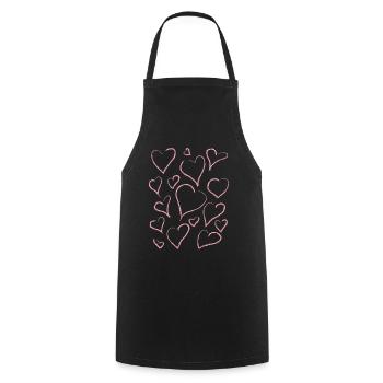 Danish Pastel Aesthetics Abstract Heart Pattern - Cooking Apron - black - Front - AI Model Male 185 dark (185cm)