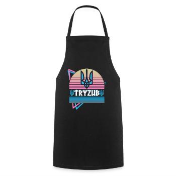 Tryzub Trident ukrainien armoiries de l’Ukraine - Tablier de cuisine - noir - Devant - AI Model Male 185 dark (185cm)