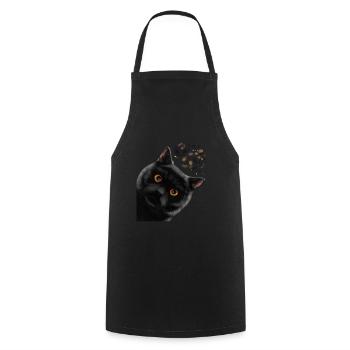 Curieux chat noir britannique à poil court - Tablier de cuisine - noir - Devant - AI Model Male 185 dark (185cm)