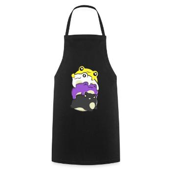 Gay Pride Kawaii Frog Bunch Rainbow - Cooking Apron - black - Front - AI Model Male 185 dark (185cm)