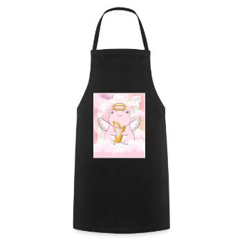 Angelcore Aesthetic Kawaii Frog Angel Harpist - Cooking Apron - black - Front - AI Model Male 185 dark (185cm)