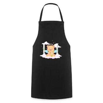 Angelcore Aesthetic Kawaii Bär Engel Halo - Kochschürze - Schwarz - Vorne - AI Model Male 185 dark (185cm)