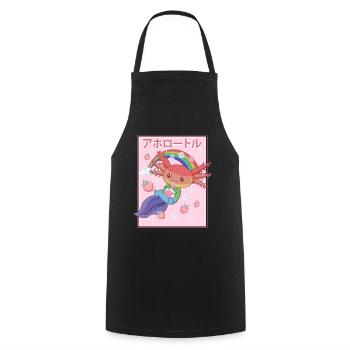 Kawaii Axolotl Erdbeermilch Gay Pride - Kochschürze - Schwarz - Vorne - AI Model Male 185 dark (185cm)