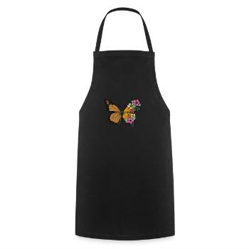 Biopunk Butterfly Flower Biopunk Aesthetics - Cooking Apron - black - Front - AI Model Male 185 dark (185cm)