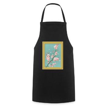 Esthétique baroque Fleur de cerisier japonais - Tablier de cuisine - noir - Devant - AI Model Male 185 dark (185cm)