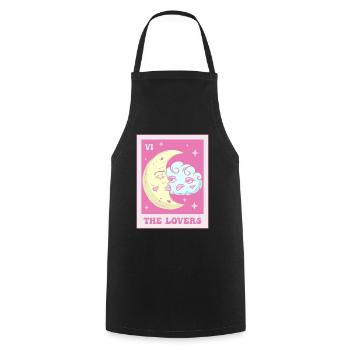 Coquette Esthétique Carte de Tarot Rose Les Amoureux - Tablier de cuisine - noir - Devant - AI Model Male 185 dark (185cm)